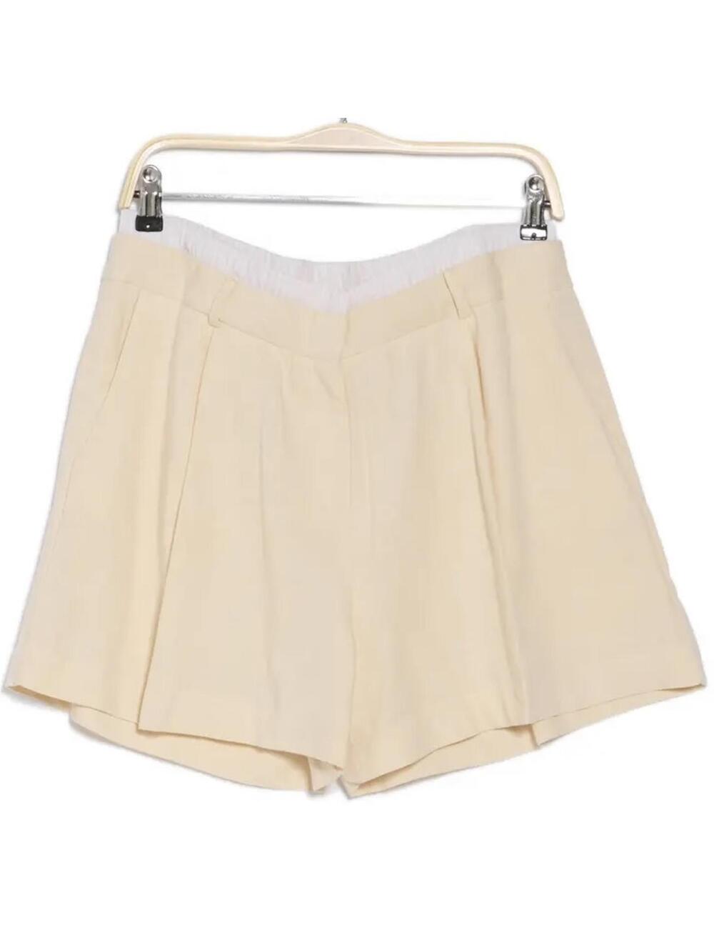 Vigoss Cotton Linen Blend Boxer Waist Trouser Shorts NWT XS Beige